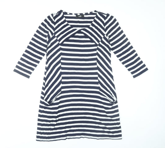 Wallis Women’s Blue White Striped Shift Dress Size 8 Stretch Jersey