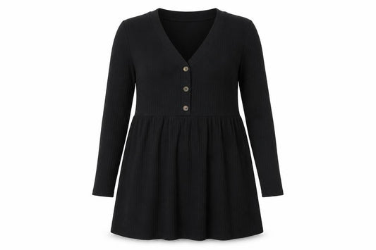 New Look Women’s Black Size 14 Skater Dress Long Sleeve V-Neck