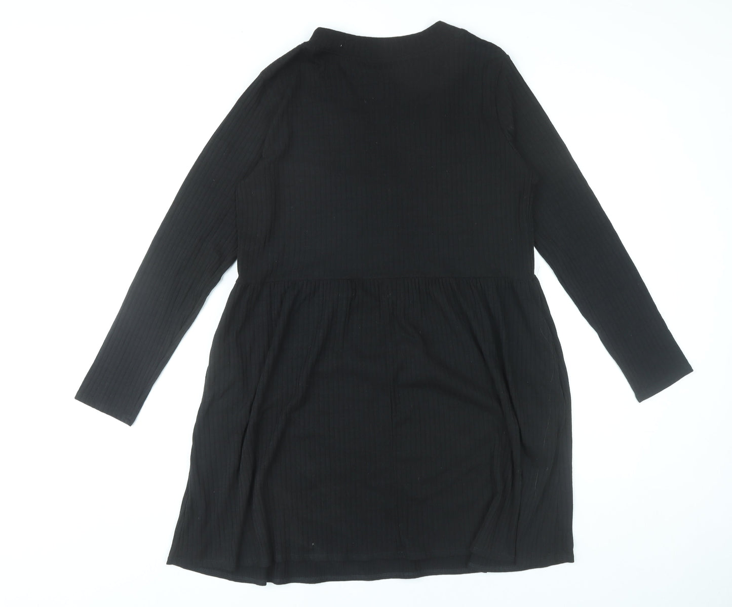 New Look Women’s Black Size 14 Skater Dress Long Sleeve V-Neck