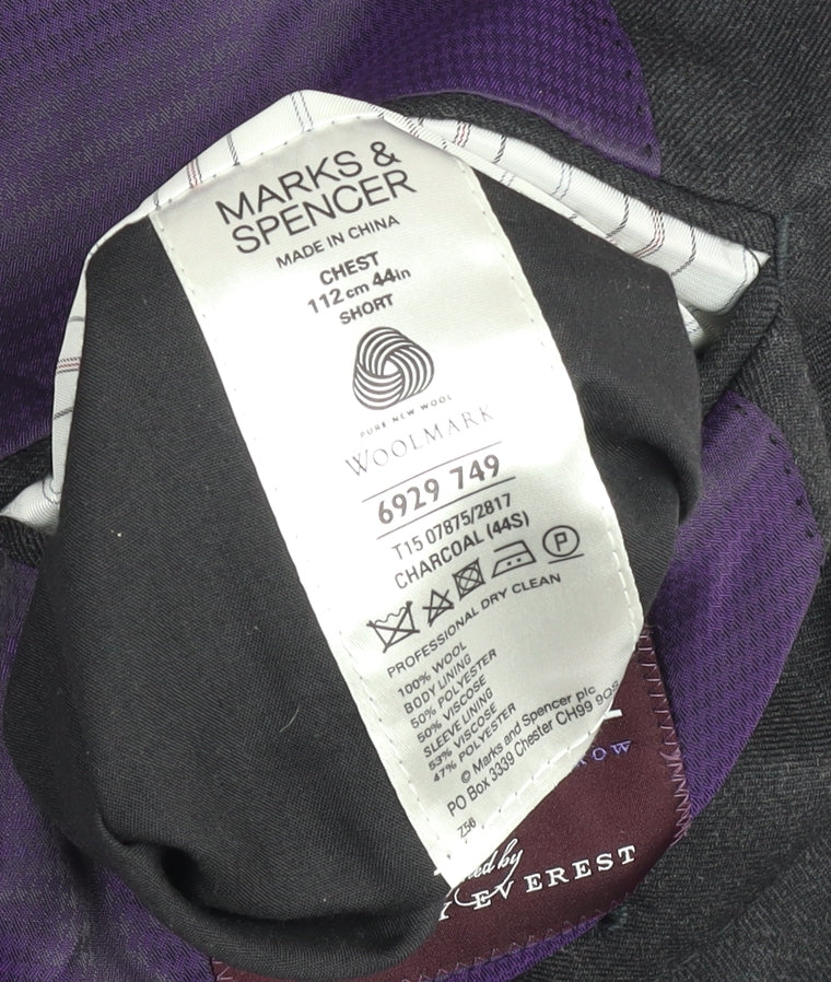 Marks and Spencer Men’s Vharcoal 44S Wool Blazer Jacket