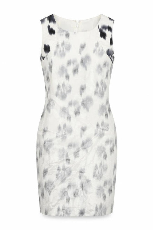 Reiss Women’s Grey Animal Print Sheath Dress Size 8 Sleeveless Knee Length