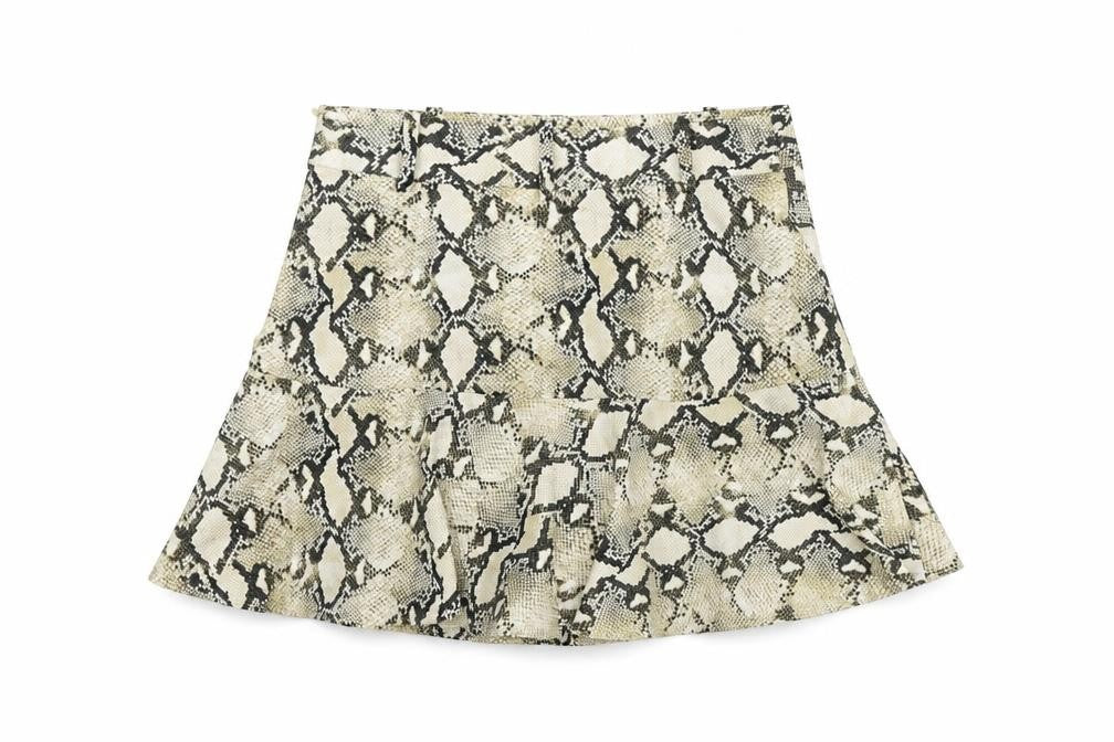 Zara Basic Women’s Multicoloured Snake Print Short A-Line Skirt XS