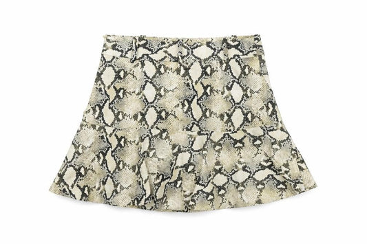 Zara Basic Women’s Multicoloured Snake Print Short A-Line Skirt XS