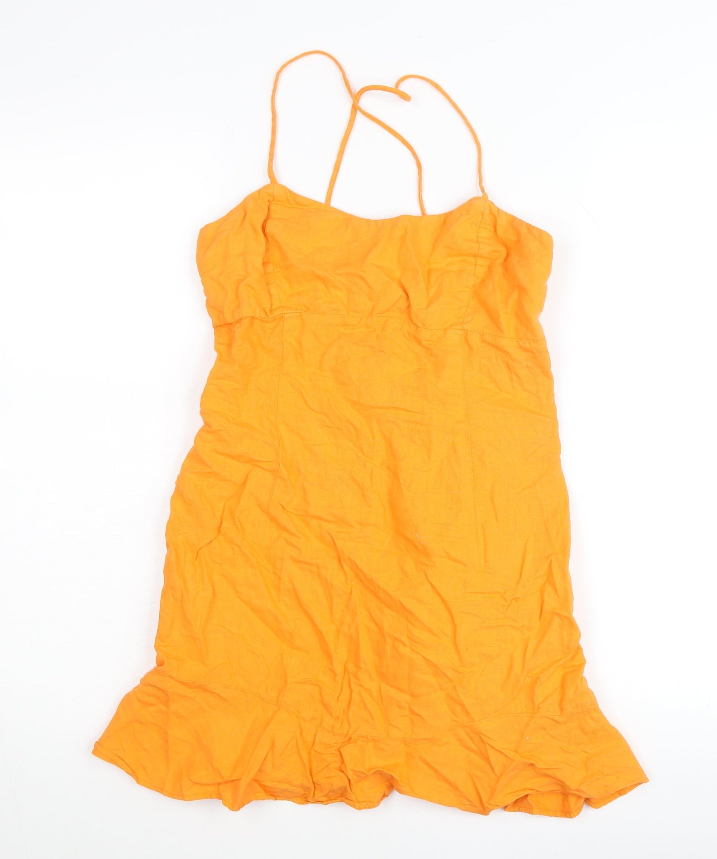 Zara Women’s Orange Cotton Slip Dress Size 12 Summer Casual