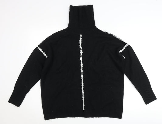 Wallis Women’s Black Roll Neck Knit Jumper Size M Long Sleeve