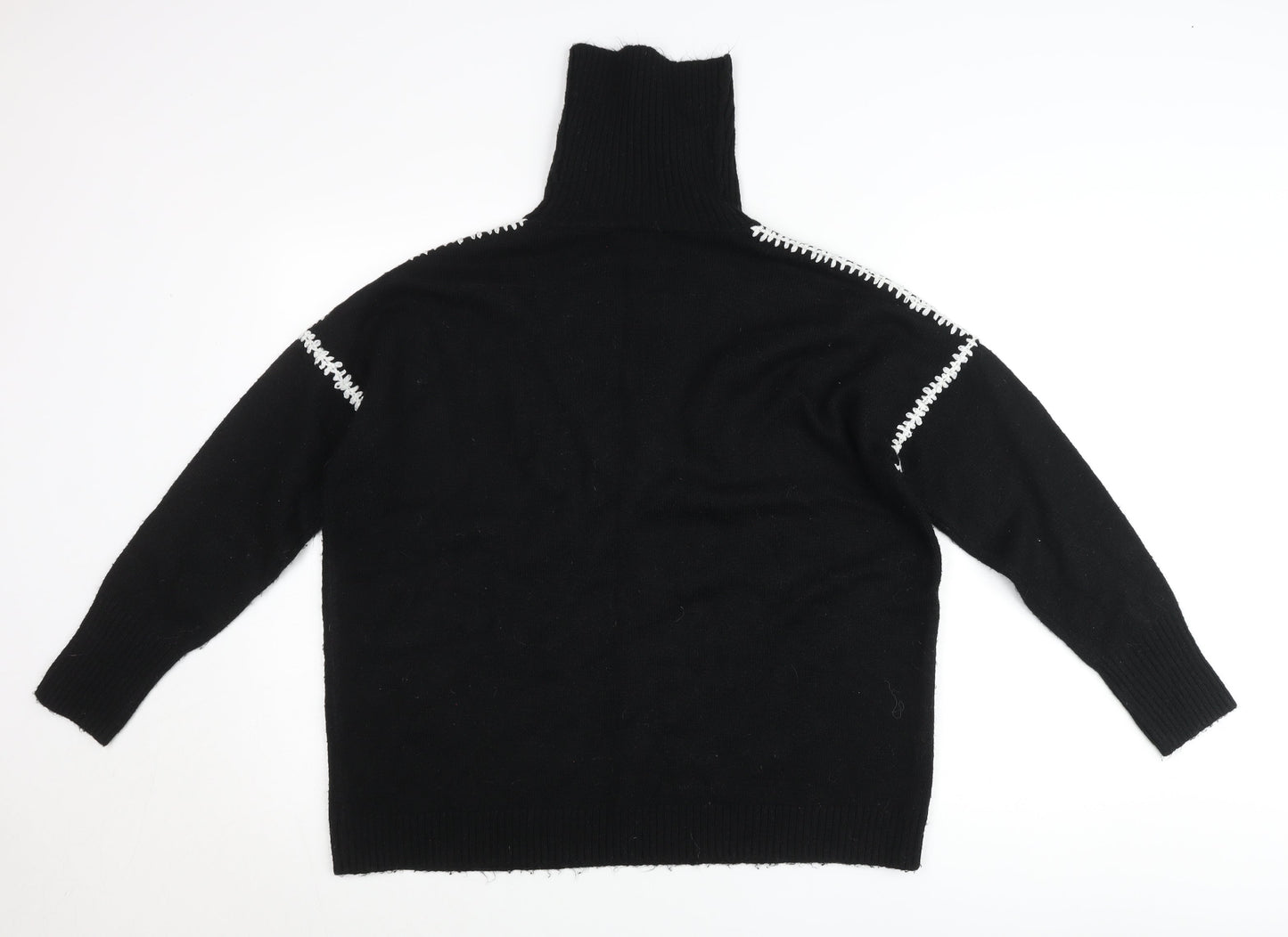 Wallis Women’s Black Roll Neck Knit Jumper Size M Long Sleeve