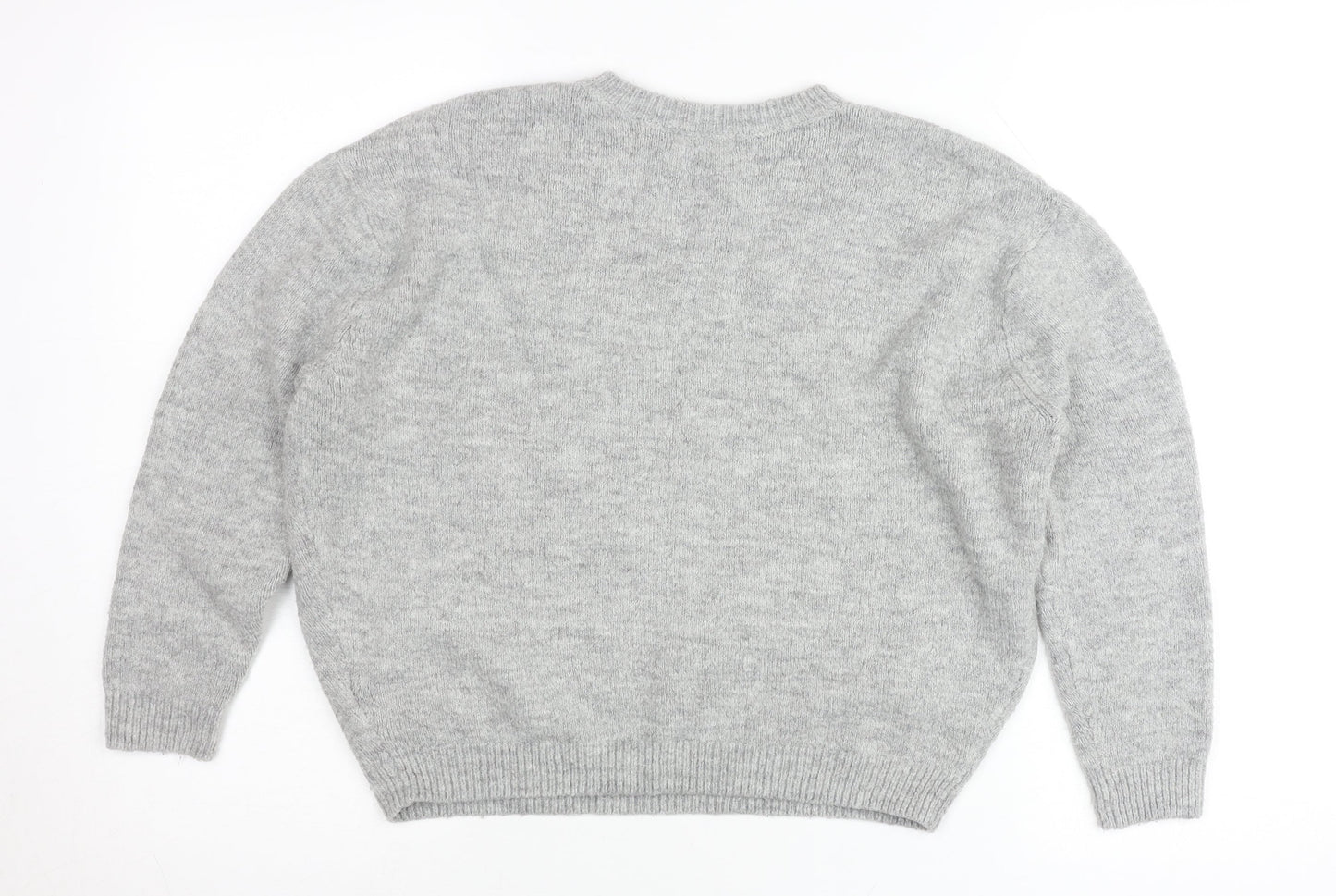 H&M Teens Grey Beaded Crew Neck Pullover Jumper Size 12 Slim