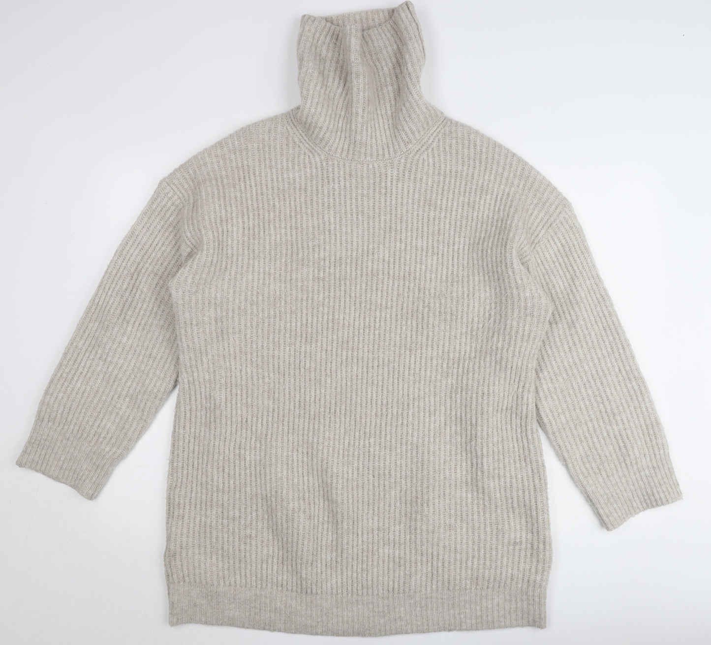 MNG Women’s Beige Roll Neck Long Sleeve Pullover Jumper L