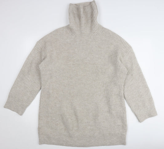 MNG Women’s Beige Roll Neck Long Sleeve Pullover Jumper L