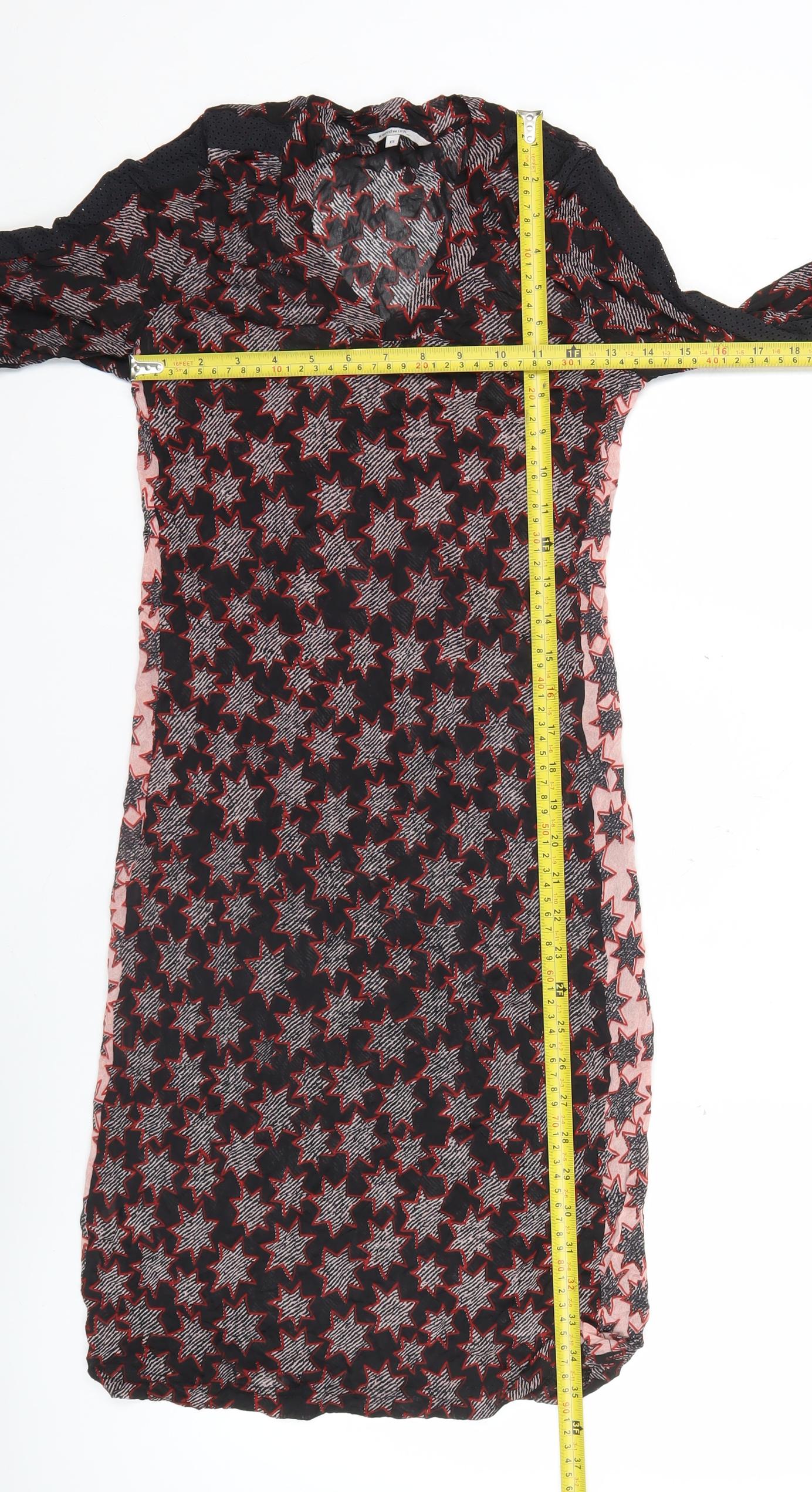 Sandwich Women’s Black XS Star Print Sheath Long Sleeve Dress