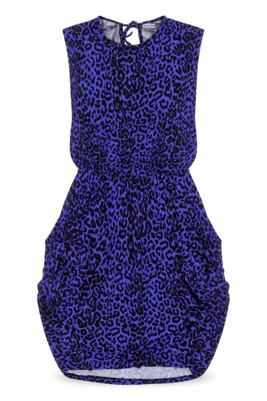 Warehouse Women’s Blue Leopard Print Bodycon Mini Dress UK 8