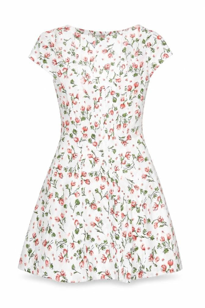 PRETTYLITTLETHING Womens White Floral Bodycon Mini Dress Size 8