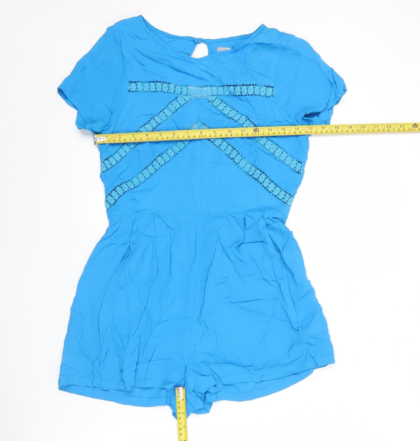 ASOS Women’s Blue Short Sleeve Embroidered Playsuit Size 12