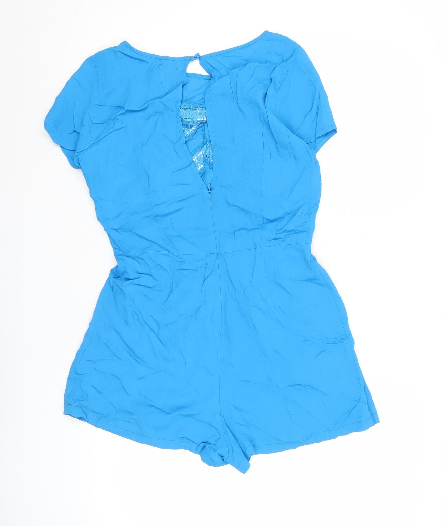 ASOS Women’s Blue Short Sleeve Embroidered Playsuit Size 12