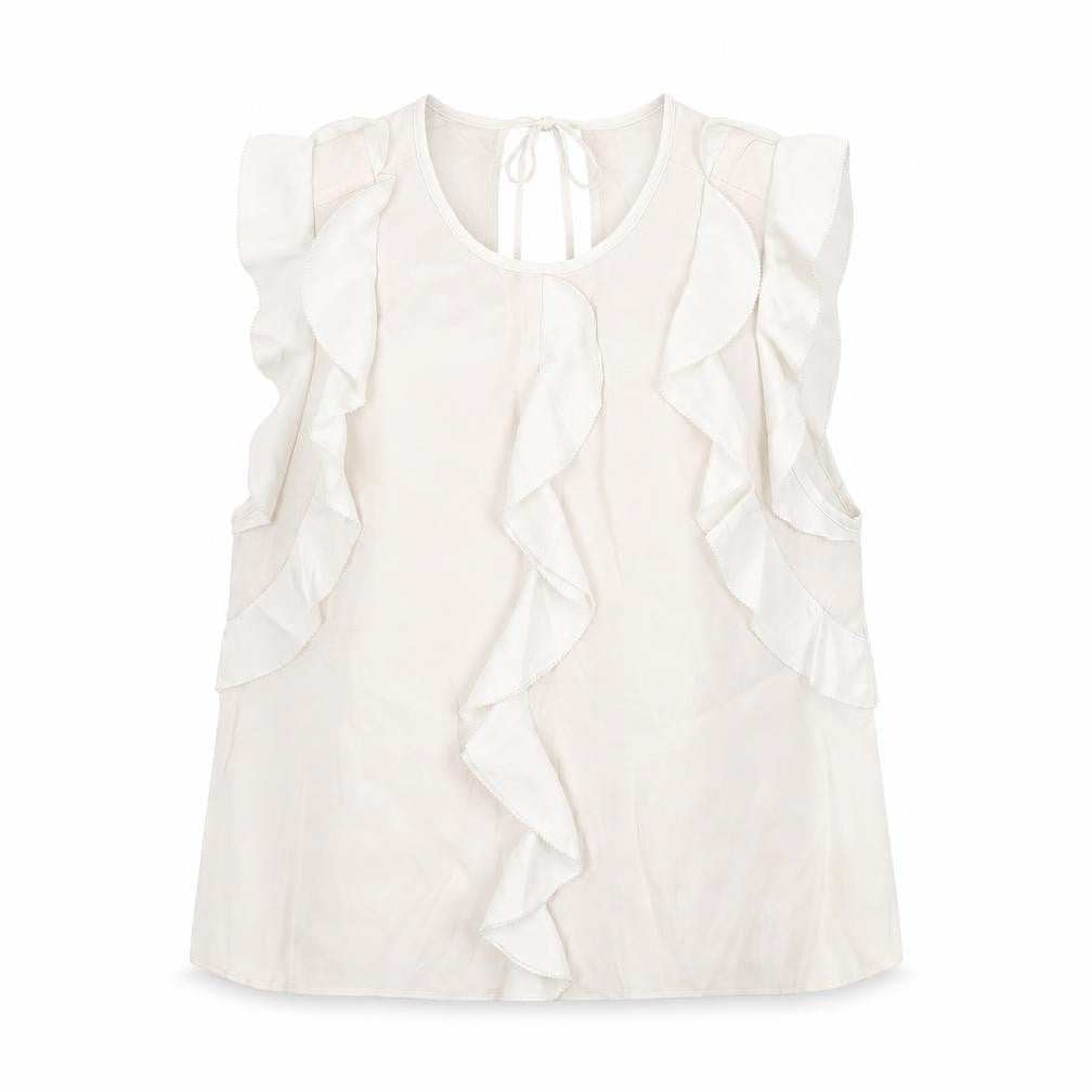 Alexis Womens Ivory Silk Ruffle Sleeveless Blouse Size S