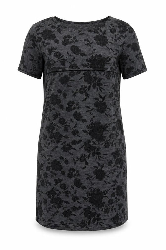 Warehouse Women’s Grey Floral Shift Dress Size 10 Short Sleeve