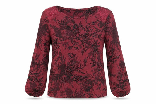 Marks and Spencer Women’s Red Floral Tunic Blouse M Long Sleeve