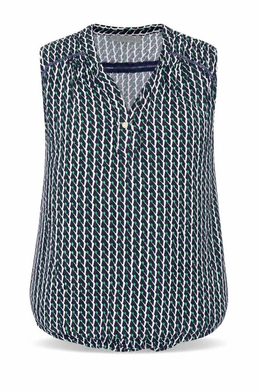 JoJo Maman Bébé Women's Multicoloured Geometric Sleeveless Tunic Blouse Size S