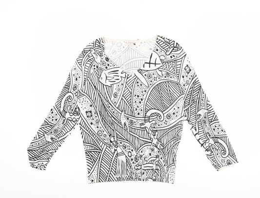 New Sensation Women’s Multicoloured Long Sleeve V-Neck Top S