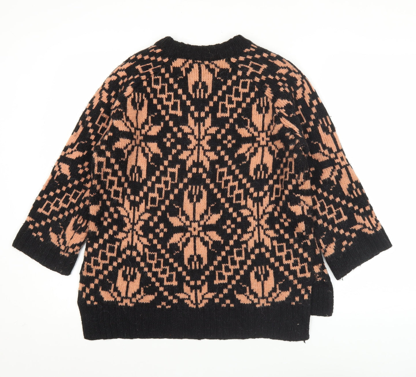 H&M Women’s Black Beige Chunky Knit Pullover Jumper S