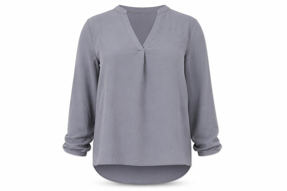 New Look Womens Grey Long Sleeve V-Neck Tunic Blouse Size 8