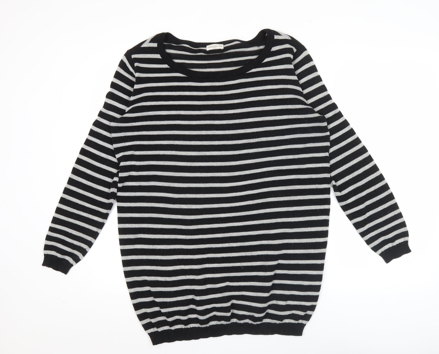 Jacqueline de Yong Womens Black Striped Pullover Jumper Size M