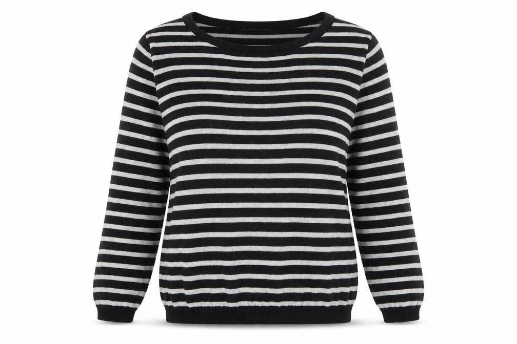 Jacqueline de Yong Womens Black Striped Pullover Jumper Size M