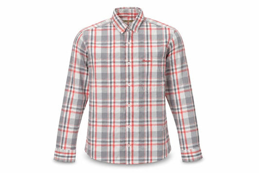 Wrangler Mens Red Grey Plaid Cotton Long Sleeve Button-Up Shirt M