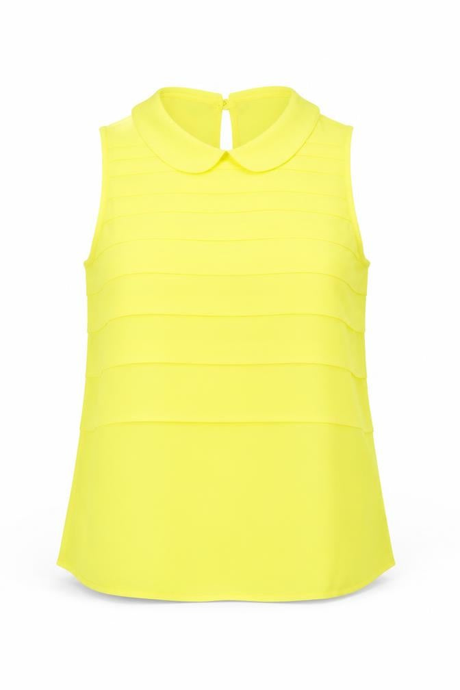 Mudo Collection Women’s Yellow Sleeveless Collared Blouse L