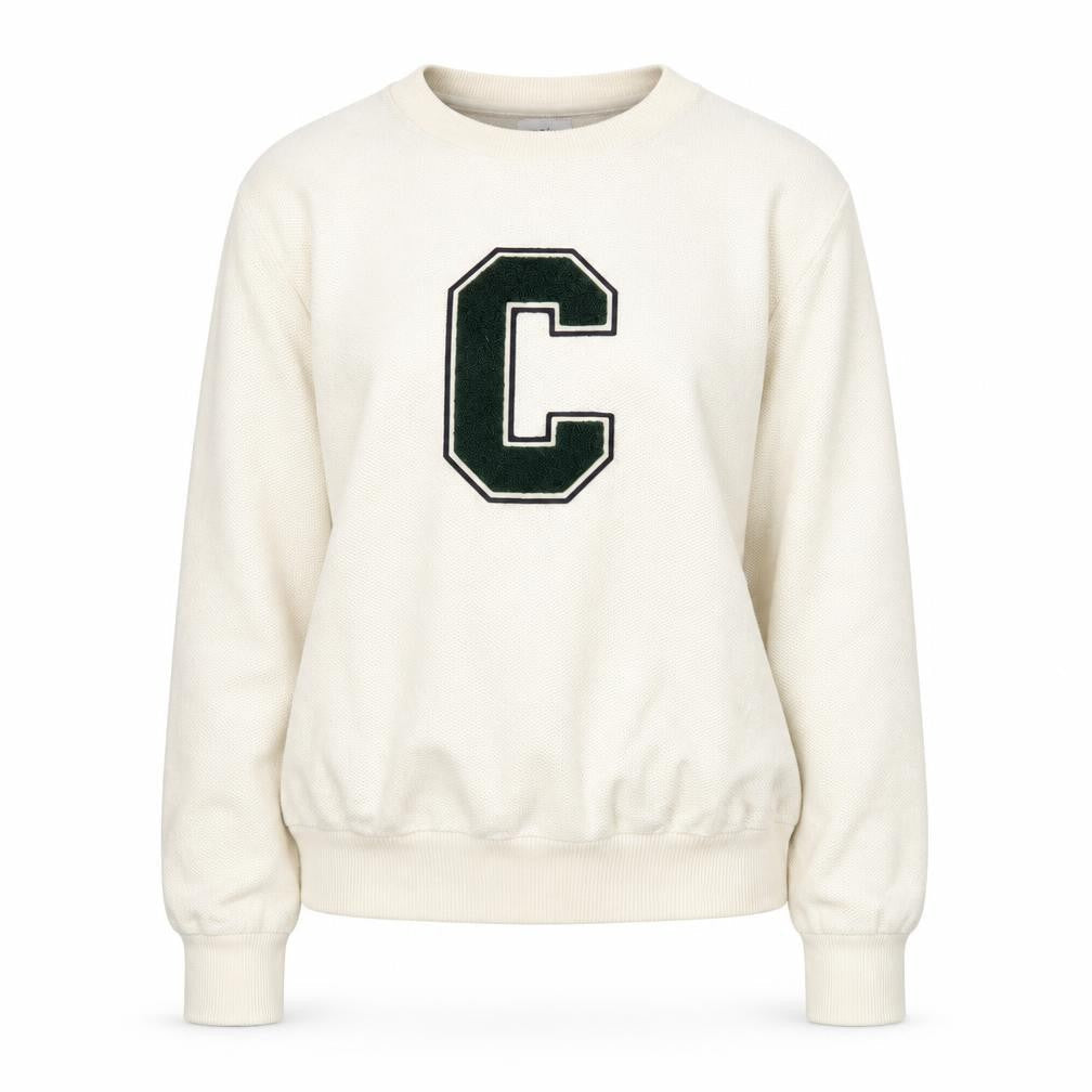 Celio Unisex Ivory Cotton Pullover Sweatshirt M Logo College Style