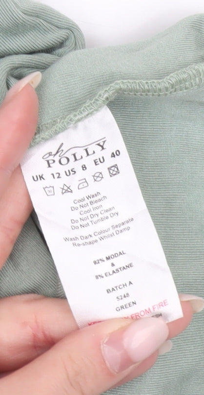 Oh Polly Women Green One Shoulder Bodycon Mini Dress Size 12