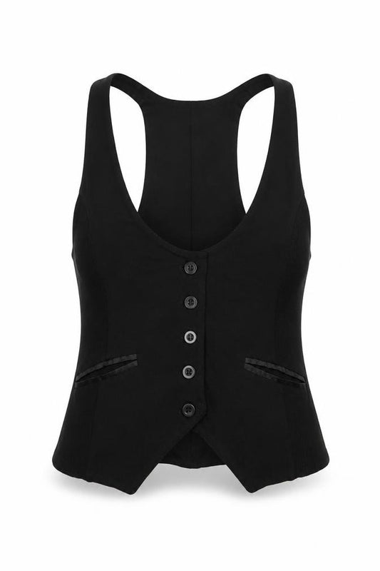 Marks and Spencer Womens Black Size 12 Sleeveless V-Neck Button Blouse