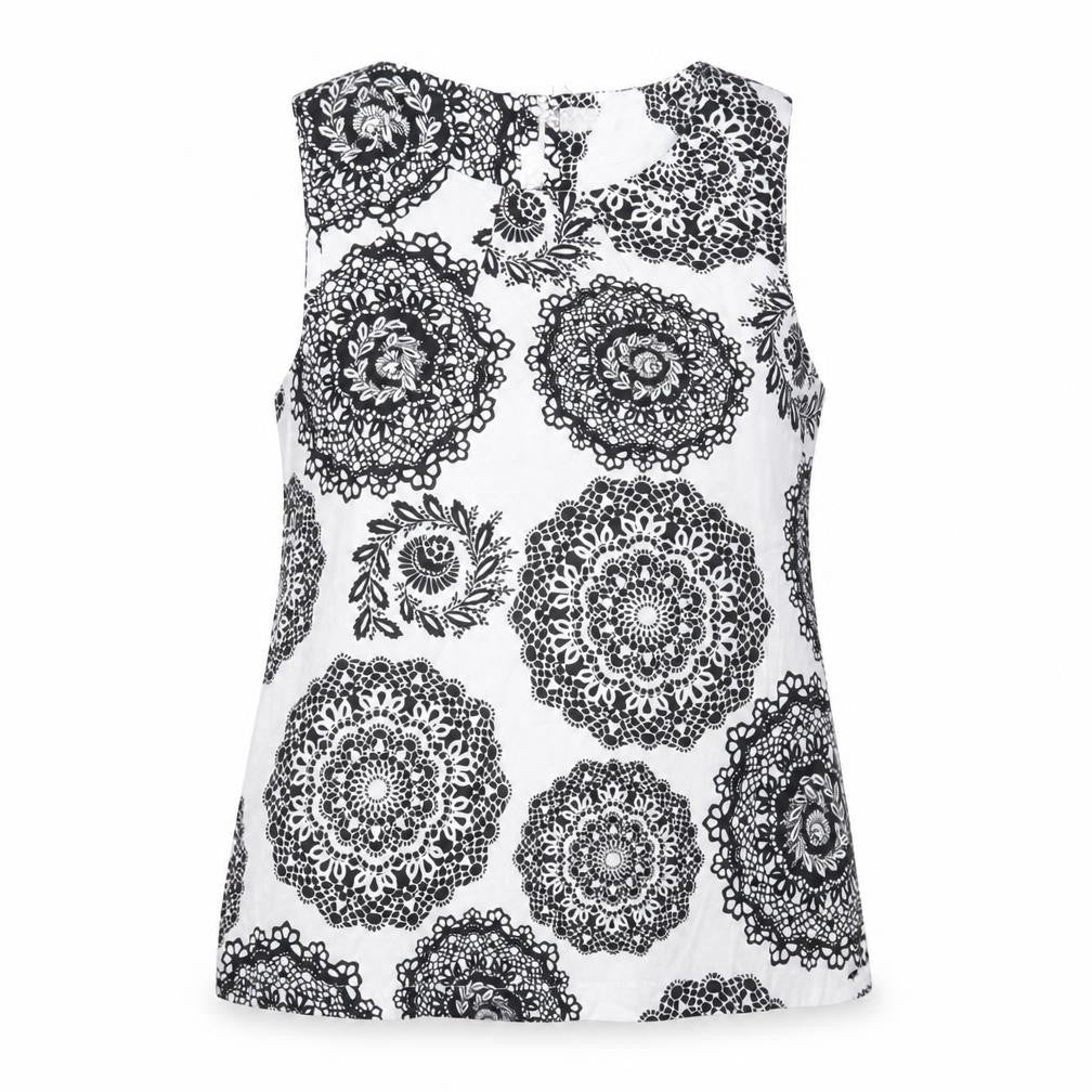 Dorothy Perkins Women’s Black White Floral Cotton Sleeveless Blouse Size 8