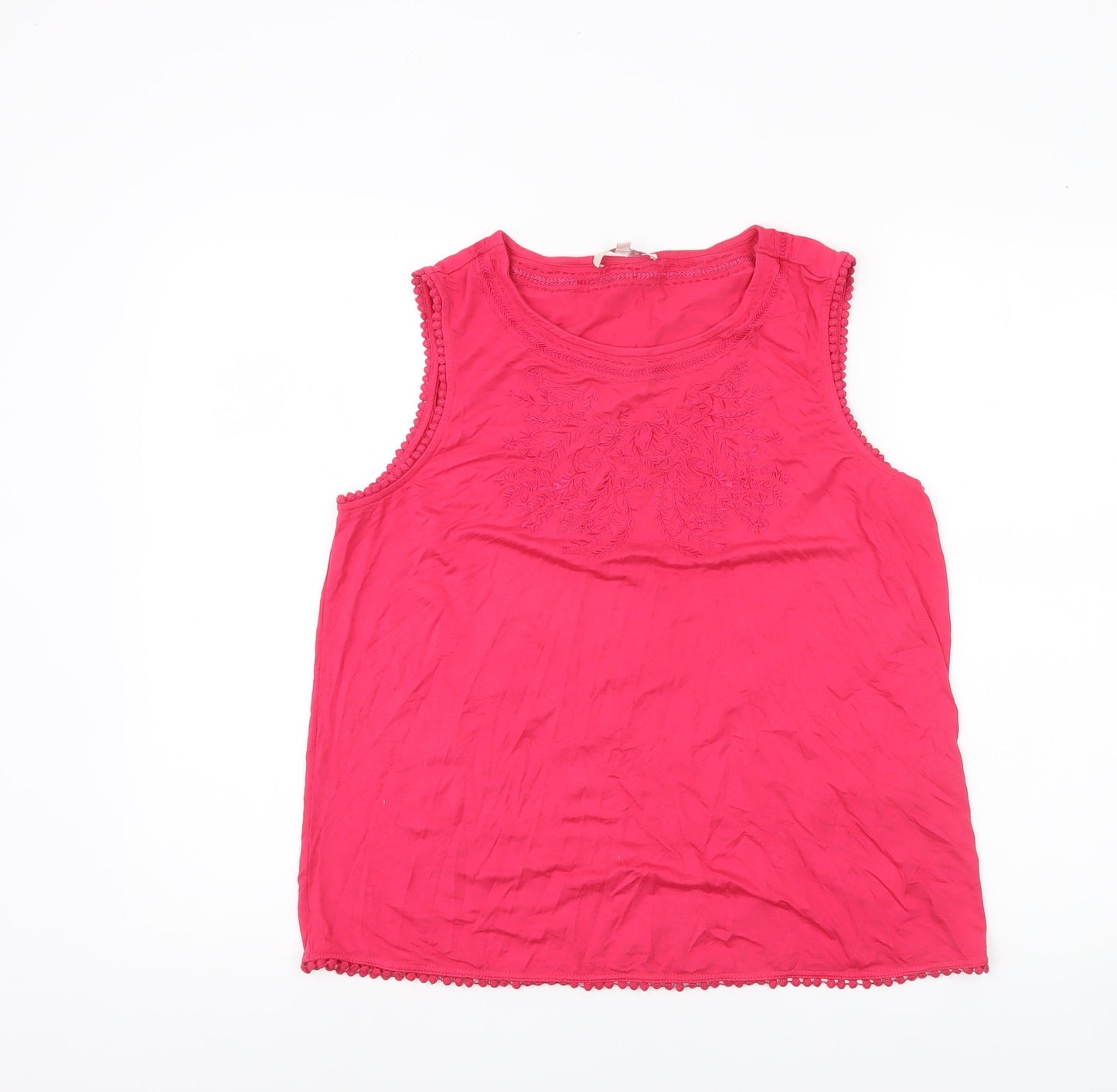 Lakeland Womens Pink Size 14 Sleeveless Embroidered Tank Top