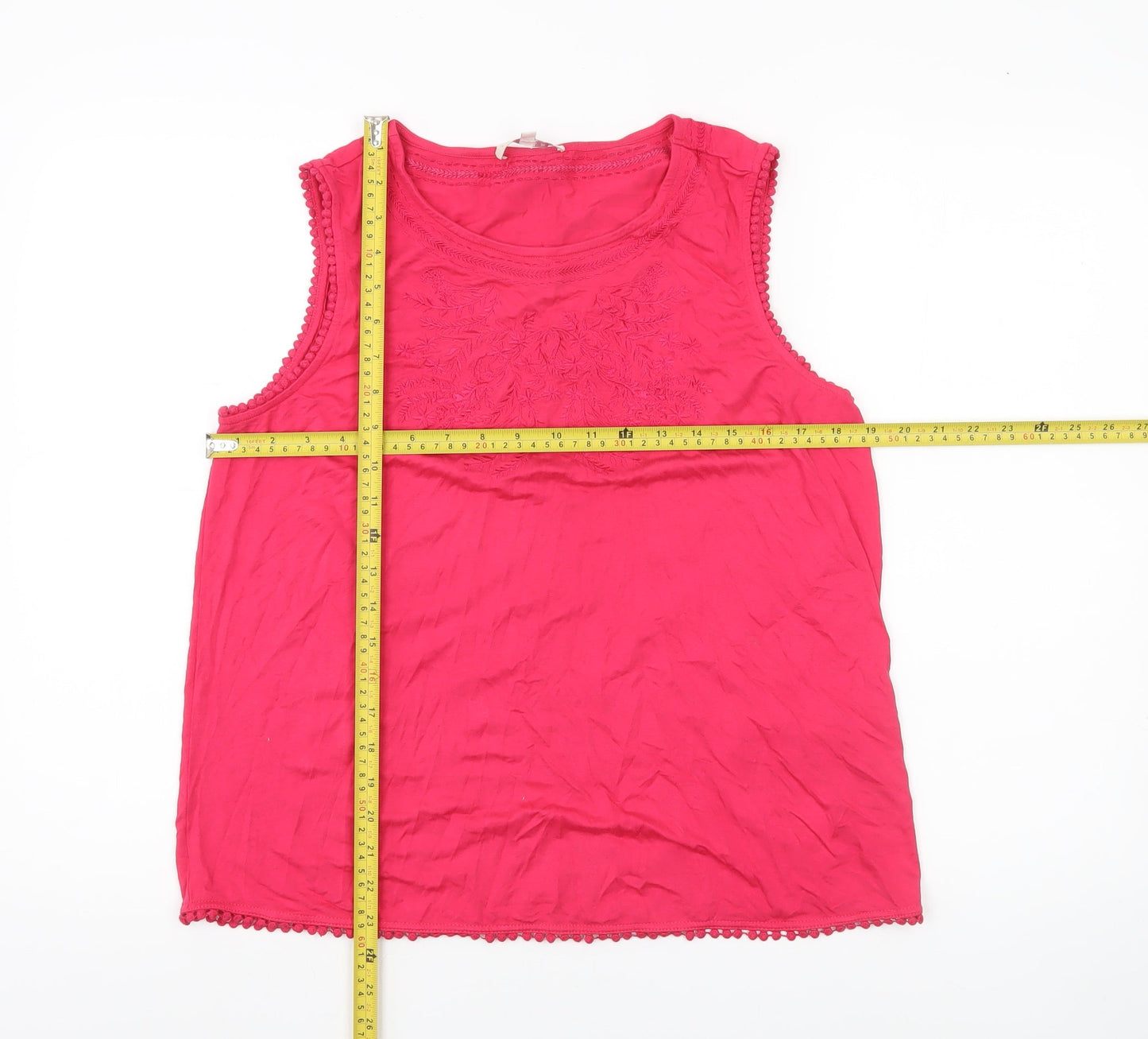 Lakeland Womens Pink Size 14 Sleeveless Embroidered Tank Top