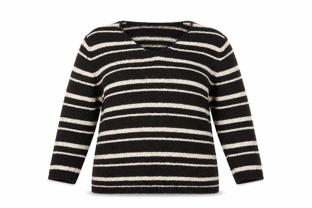 Kash Womens Brown Striped Pullover Jumper Size 18 V-Neck Knit