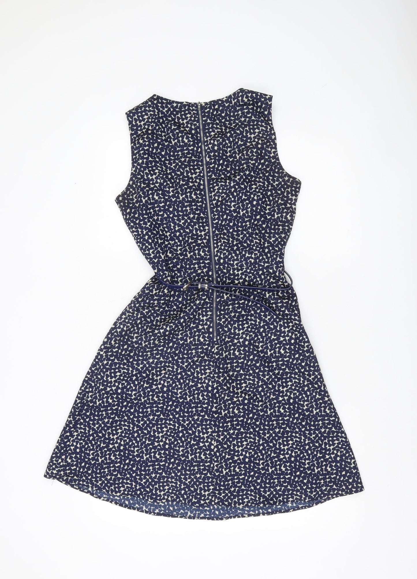 Apricot Women's Blue Fit & Flare Floral Sleeveless Dress UK 8