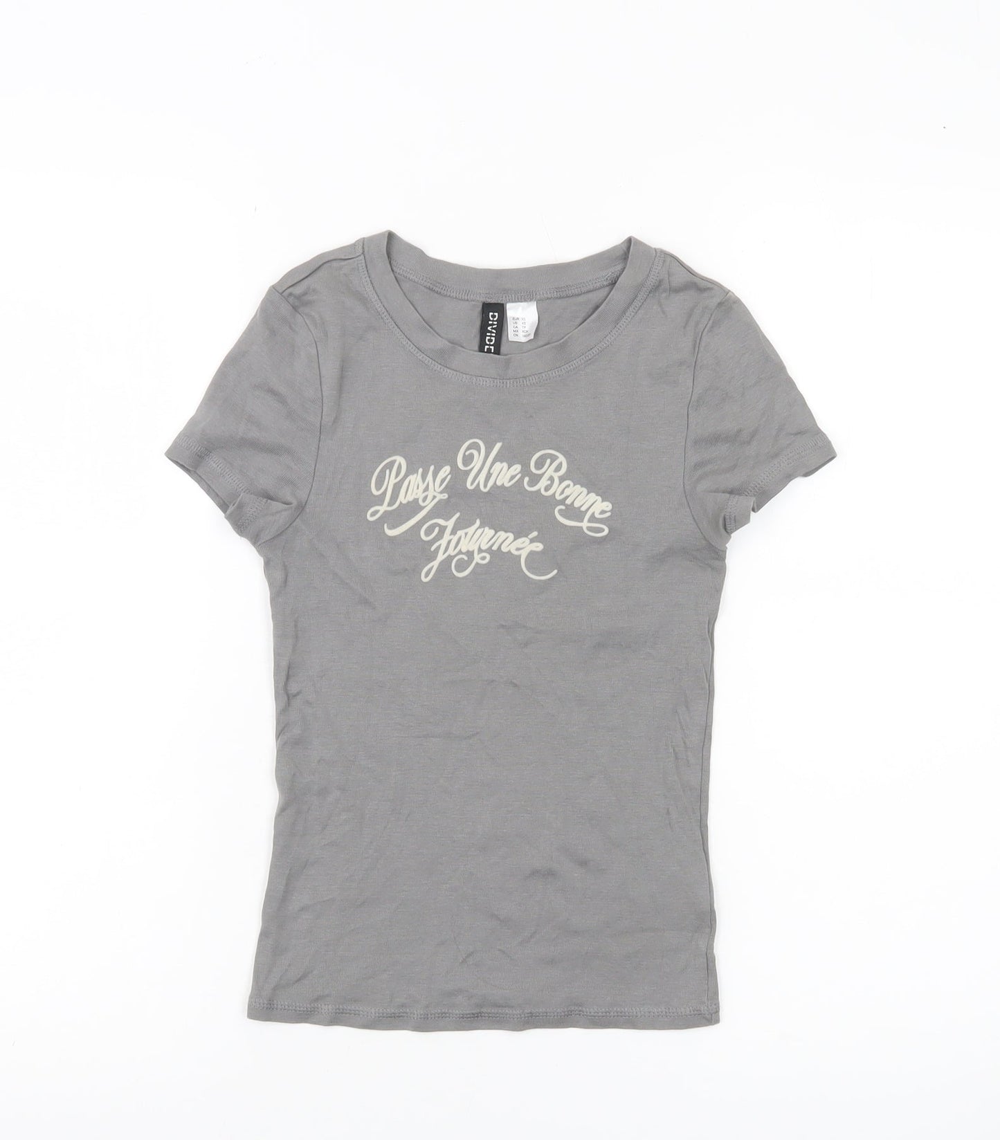 H&M Divided Women’s Grey XS Graphic Print Short Sleeve T-Shirt