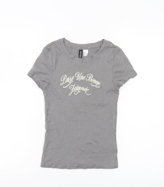 H&M Divided Women’s Grey XS Graphic Print Short Sleeve T-Shirt