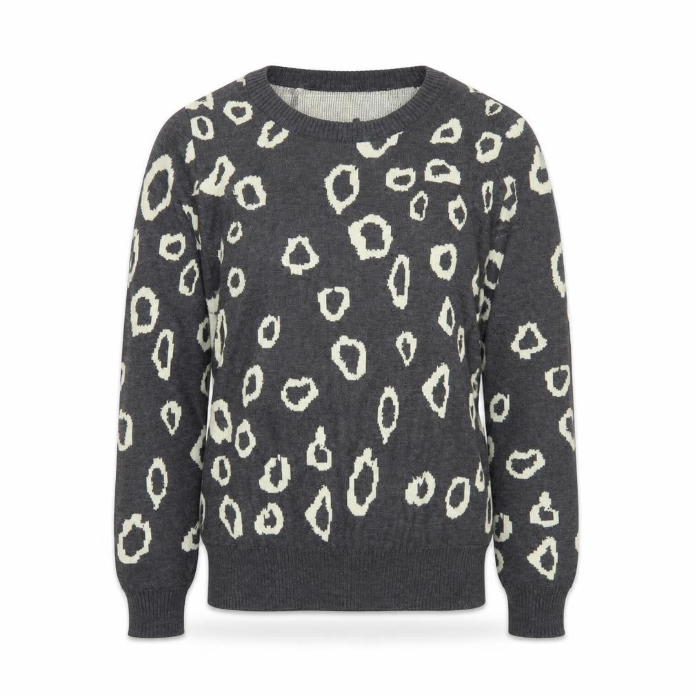 Select Womens Grey Animal Print Crew Neck Jumper Size 8