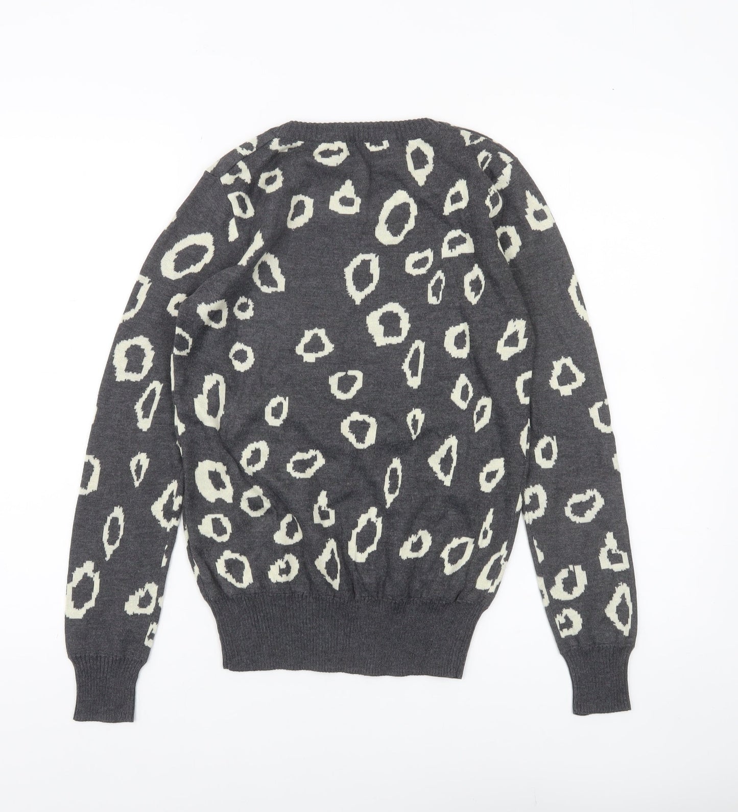 Select Womens Grey Animal Print Crew Neck Jumper Size 8