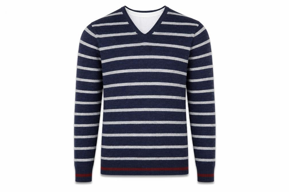 Burton Menswear Men Blue Striped V-Neck Pullover Jumper Size S