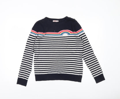 Additional front view of Cath Kidston women’s xs multicoloured striped crew neck jumper