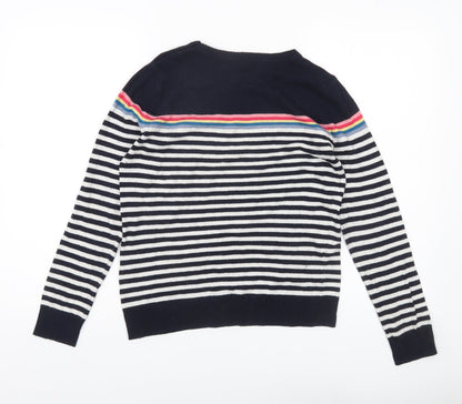 Close-up detail of Cath Kidston women’s xs multicoloured striped crew neck jumper
