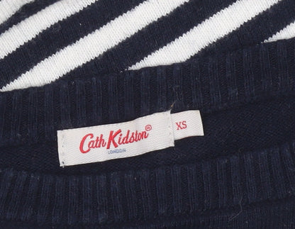 Brand and care label for Cath Kidston women’s xs multicoloured striped crew neck jumper