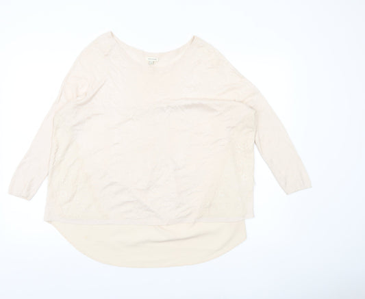 River Island Women’s Beige Lace Panel Pullover Jumper Size 12