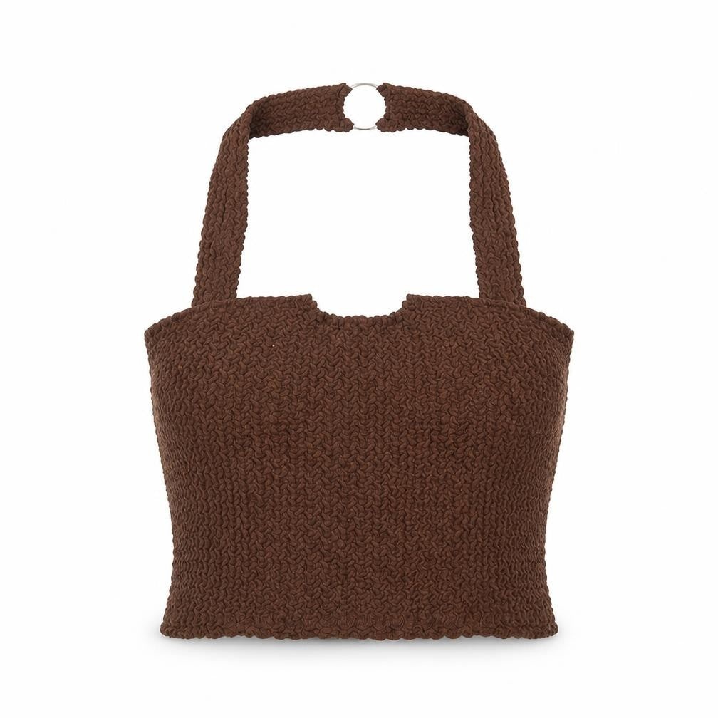 Mango Women Brown Knit Tank Top M Sleeveless Camisole Pullover