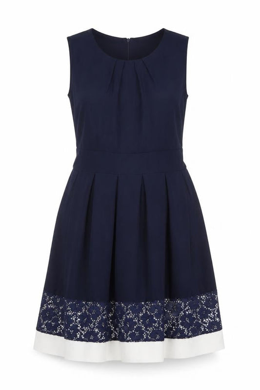 Apricot Women’s Blue Fit & Flare Sleeveless Lace Knee Dress UK 16