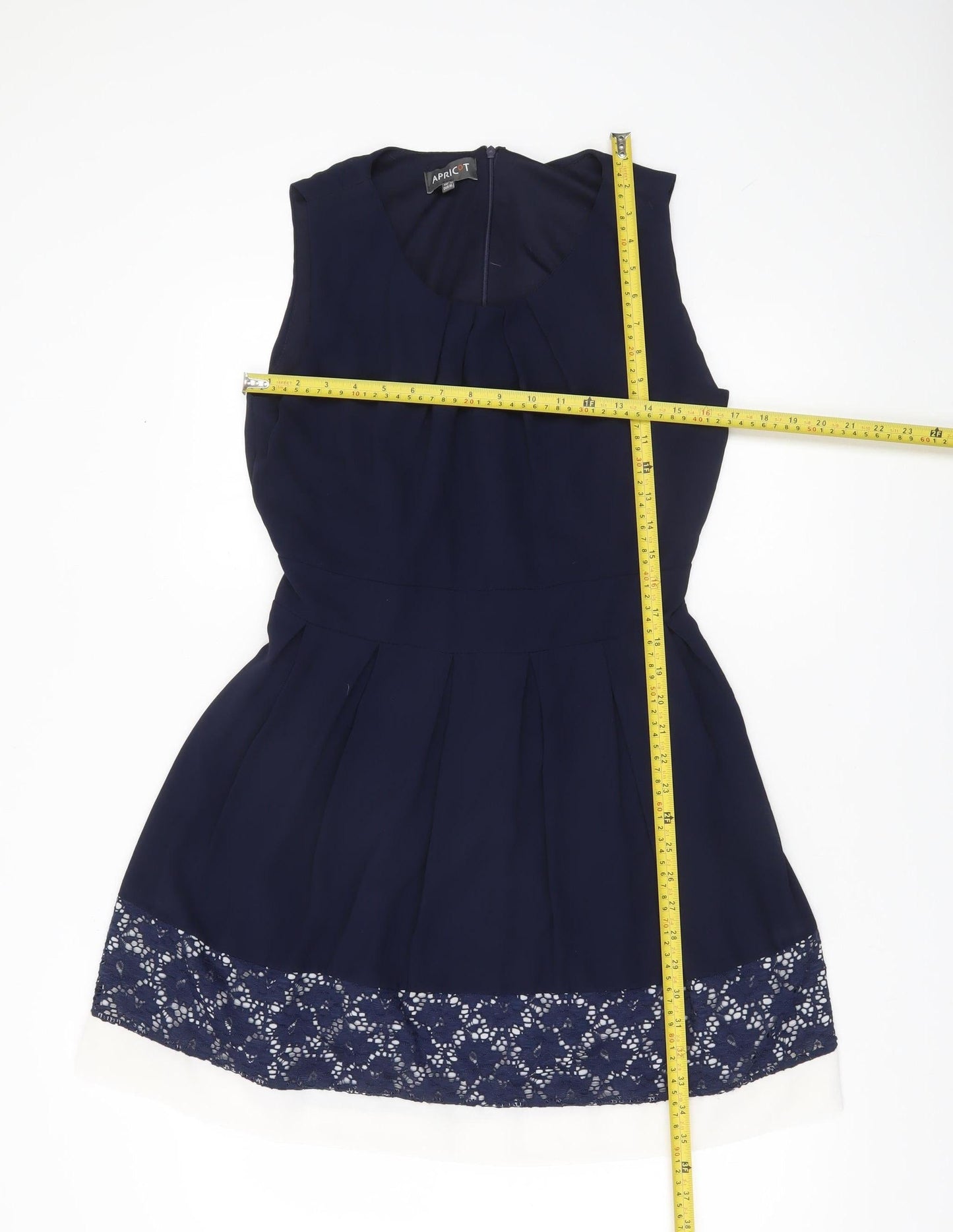 Apricot Women’s Blue Fit & Flare Sleeveless Lace Knee Dress UK 16