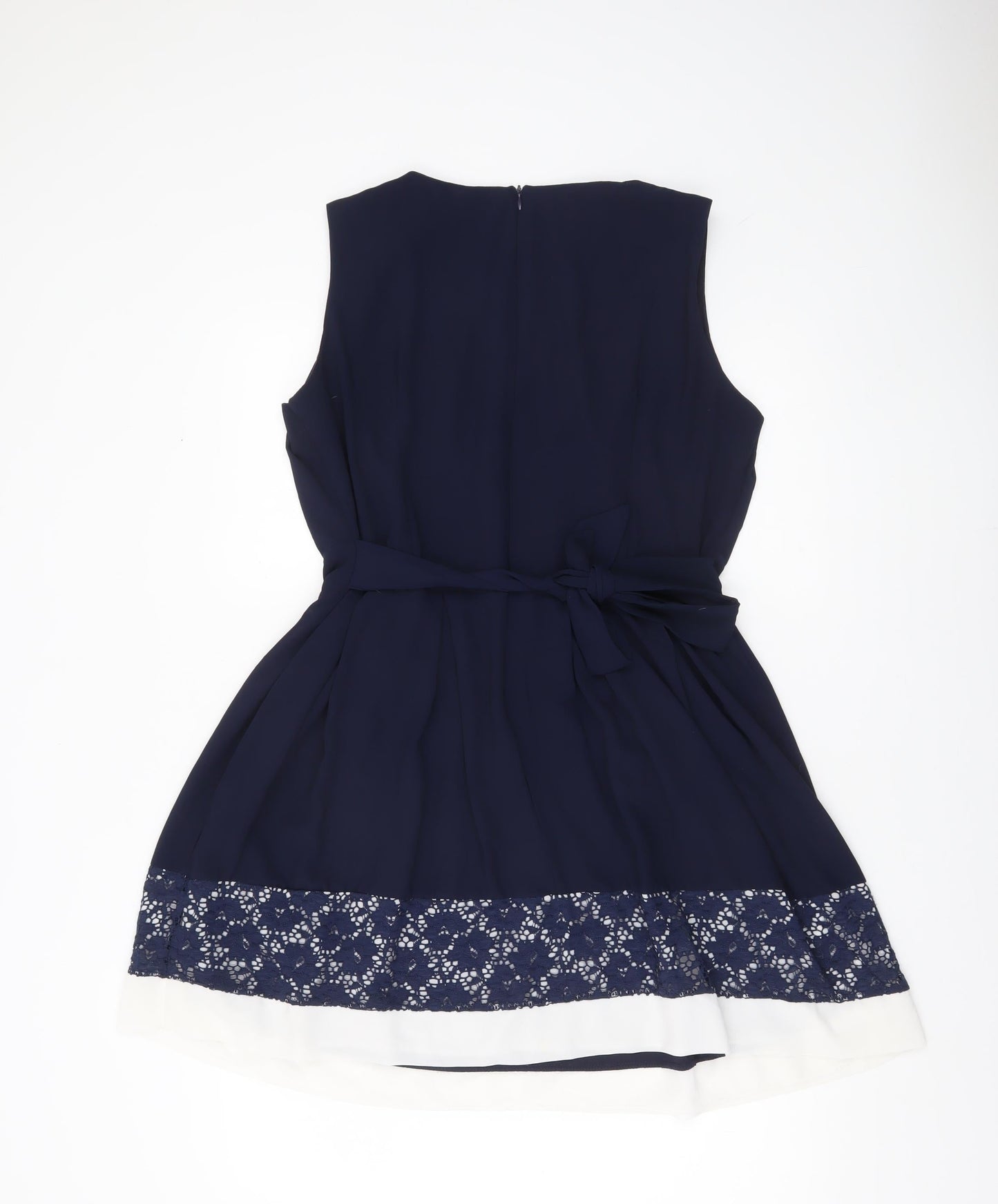 Apricot Women’s Blue Fit & Flare Sleeveless Lace Knee Dress UK 16